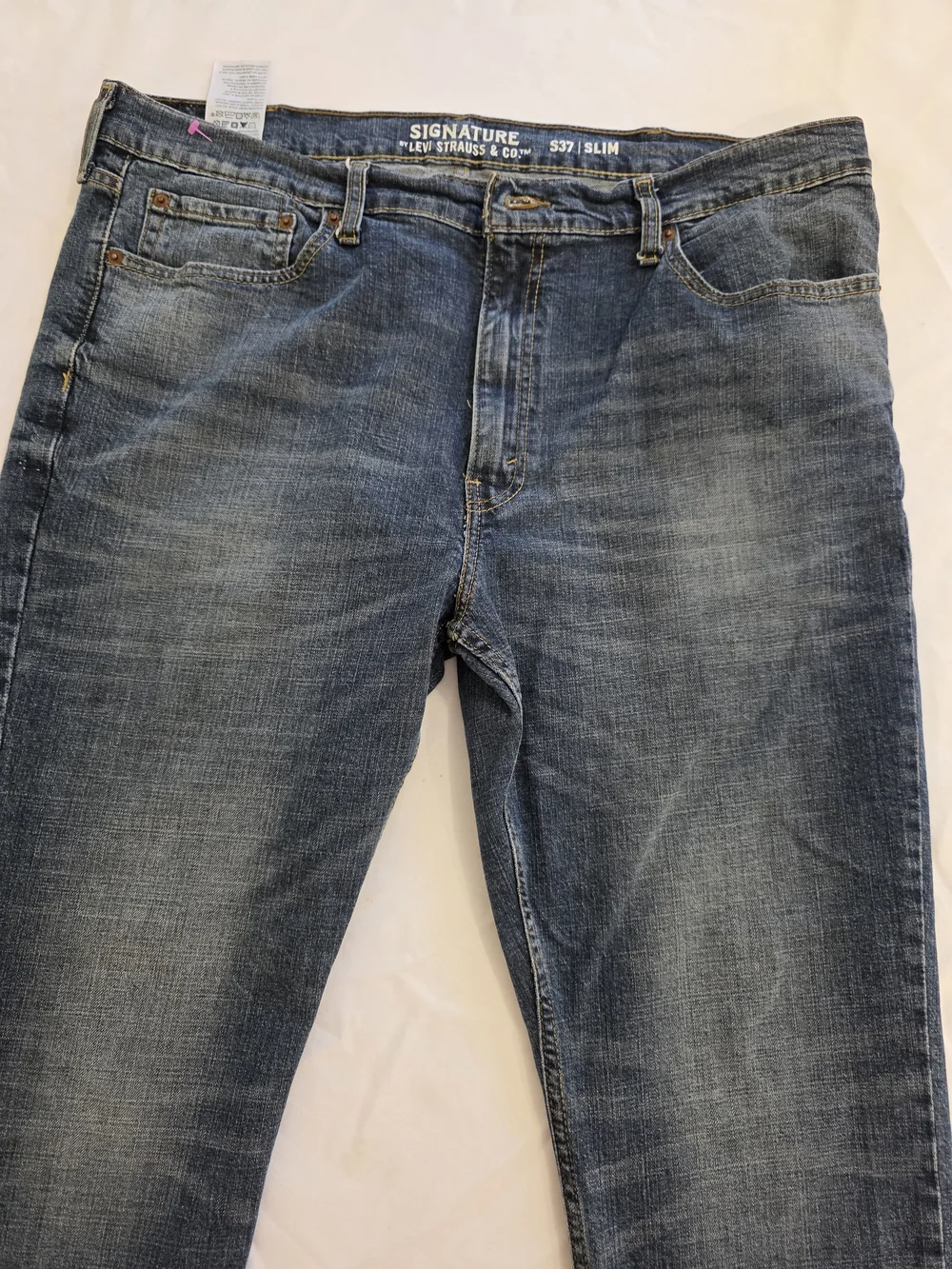 Signature By Levi Denims Slim Straight Fit Blue Stone Wash Jeans Men W40 L30